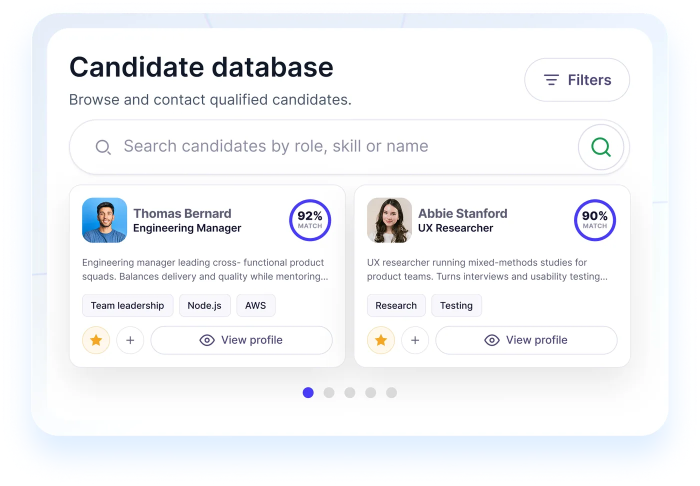 Candidate database with AI match scores